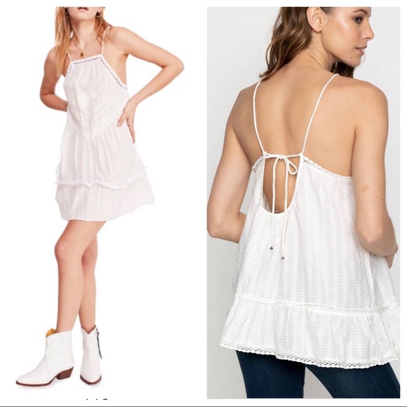 Free People Tops - Free People Elisa Boho Tunic Top Lace Trim Blouse